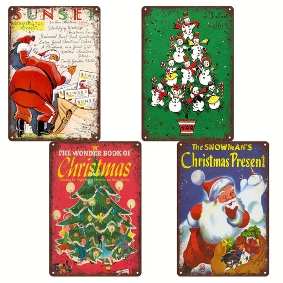 ONE Christmas Vintage Reproduction Metal Tin Sign 8X12". MESSAGE ME WITH… - Picture 7 of 11